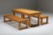 Panca e tavolo modernista in pino di Charlotte Perriand, Italia, anni '60, set di 3, Immagine 3