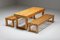 Panca e tavolo modernista in pino di Charlotte Perriand, Italia, anni '60, set di 3, Immagine 2