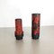 German Black-Red Pottery Fat Lava Vases by Jopeko, 1970s, Set of 2 2