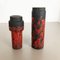 German Black-Red Pottery Fat Lava Vases by Jopeko, 1970s, Set of 2 17