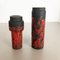 German Black-Red Pottery Fat Lava Vases by Jopeko, 1970s, Set of 2, Image 17