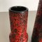 Deutsche schwarz-rote Keramik Fat Lava Vasen von Jopeko, 1970er, 2er Set 6