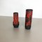 German Black-Red Pottery Fat Lava Vases by Jopeko, 1970s, Set of 2 3