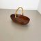 Austrian Teak Bowl with Brass and Rattan Handle by Carl Auböck, 1950s 4