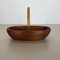 Austrian Teak Bowl with Brass and Rattan Handle by Carl Auböck, 1950s, Image 6