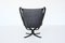 Black Leather Falcon Lounge Chair by Sigurd Ressell for Vatne Møbler, Norway, 1970 5