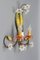 Italian Florentine Flower and Leaf Two-Light Polychrome Metal and Glass Sconce 10