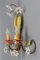 Italian Florentine Flower and Leaf Two-Light Polychrome Metal and Glass Sconce, Image 8