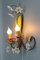Italian Florentine Flower and Leaf Two-Light Polychrome Metal and Glass Sconce 7
