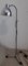 Lámpara de pie ajustable con base trípode cromada, brazo en espiral y pantalla de metal crema, años 40, Imagen 1