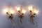 Italian 24 kt Gold-Plated Tulip Glass Wall Lamps, 1970, Set of 3, Image 5