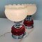 Large Mid-Century White Opal Glass Red Ceramic Table Torch Lamps, 1950s, Set of 2 4