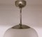Art Deco White Glass & Chromed Metal Ceiling Lamp, 1930s 2