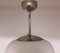 Art Deco White Glass & Chromed Metal Ceiling Lamp, 1930s, Image 2