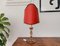 Art Nouveau French Crystal Glass Red Silk Half Shade Table Lamp, 1940s, Image 1