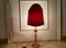Art Nouveau French Crystal Glass Red Silk Half Shade Table Lamp, 1940s, Image 7