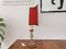 Lámpara de mesa francesa modernista de cristal de seda en rojo con media pantalla, años 40, Imagen 4