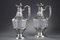 19th Century Silver & Crystal Engraved Ewer, Set of 2 2