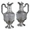 19th Century Silver & Crystal Engraved Ewer, Set of 2, Image 1