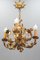 Italienischer Florentiner Goldener Schmiedeeisen Blumen Kronleuchter mit 4 Leuchten 3