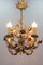 Italian Florentine Golden Wrought Iron 4-Light Floral Chandelier 4