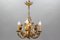 Italian Florentine Golden Wrought Iron 4-Light Floral Chandelier 13