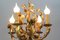 Italienischer Florentiner Goldener Schmiedeeisen Blumen Kronleuchter mit 4 Leuchten 11