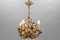 Italian Florentine Golden Wrought Iron 4-Light Floral Chandelier 14