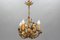 Italienischer Florentiner Goldener Schmiedeeisen Blumen Kronleuchter mit 4 Leuchten 14
