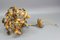 Italienischer Florentiner Goldener Schmiedeeisen Blumen Kronleuchter mit 4 Leuchten 19