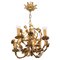 Italian Florentine Golden Wrought Iron 4-Light Floral Chandelier 2