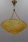 French Art Deco Frosted Amber Colored Pendant Light from ROS, 1930s 6