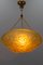 French Art Deco Frosted Amber Colored Pendant Light from ROS, 1930s 4