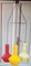 Lámpara colgante italiana de vidrio en amarillo, rojo y azul, años 60, Imagen 1