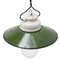 Lampe à Suspension Industrielle Vintage en Émail Vert, Porcelaine et Verre Transparent 2