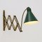 Pantograph Green Diffuser Wall Lamp, 1950s 9