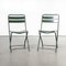 French Army Green Metal Folding Chairs, 1960s, Set of 2 1