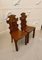 Antique Victorian Carved Oak Hall Chairs, Set of 2 3