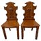 Antique Victorian Carved Oak Hall Chairs, Set of 2, Image 1