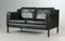Mid-Century Danish 2-Person Sofa in Black Leather from Stouby 1