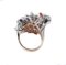 Retro 14 Karat Rose and White Gold Ring with Multicolor Sapphires and Diamonds 3