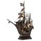 Escultura de barco de vela de estilo industrial de metal, Imagen 1