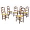 Italian Wooden and Straw Chairs, Late 1800s, Set of 6, Image 1