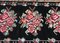 Antique Turkish Black Rose Pattern Kilim Rug 4