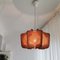 Mid-Century French Brown Wood and Straw Hanging Lamp 4