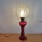 Art Nouveau Style Pink Hand Blown Glass Oil Lamp Electrified 2
