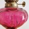 Art Nouveau Style Pink Hand Blown Glass Oil Lamp Electrified 5