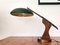 Lámpara de escritorio Mid-Century moderna de madera marrón y metal verde, años 50, Imagen 2