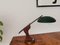 Lámpara de escritorio Mid-Century moderna de madera marrón y metal verde, años 50, Imagen 4