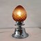 Small Modernist Chromed Metal Amber Glass Pine Cone Table Lamp, 1960s 3